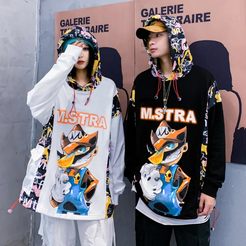 

Hoodies Men Cartoon Comics Print Hoodies High Street Hooded Sweatshirt Male Fashion Streetwear Hoodie Casual Pullover Mens Tops