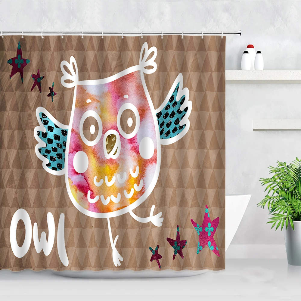 

Cartoon Kissing Birds Printed Shower Curtains Nordic Style Simple Home Backdrop Decor Screens Bathroom Curtain Set Children Gift