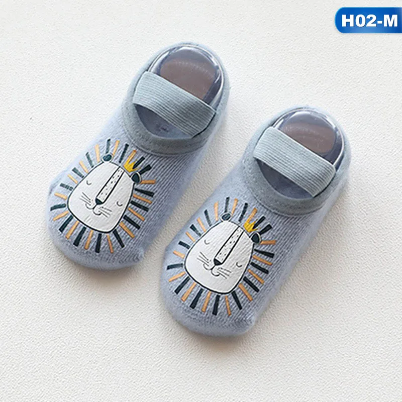 H02 Весенне-осенние носки с милым рисунком кролика для новорожденных 0-3 лет мягкие хлопковые нескользящие носки-тапочки для маленьких мальчиков и девочек - Цвет: H02