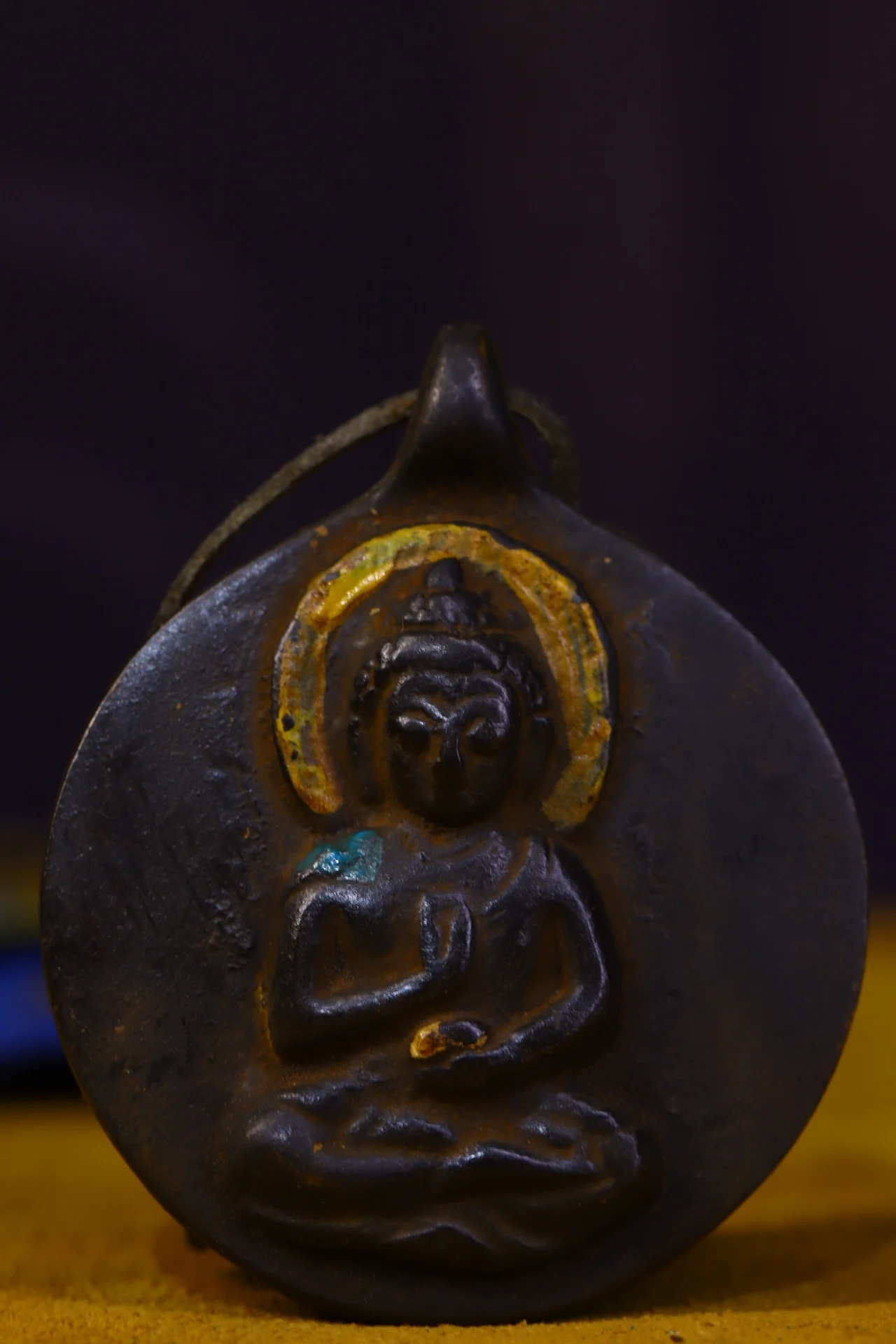 

2"Tibet Buddhism Old Bronze Tracing Jiugong Bagua Shakyamuni Pharmacist Buddha Amulet Pendant Exorcism Ward off evil spirits