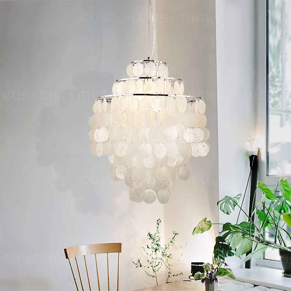 Современный подвесной светильник в виде ракушки Серебряный для гостиной спальни