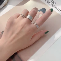 hip hop silver color vintage joint rings set for women punk simple geometric finger rings fashion female party jewelry