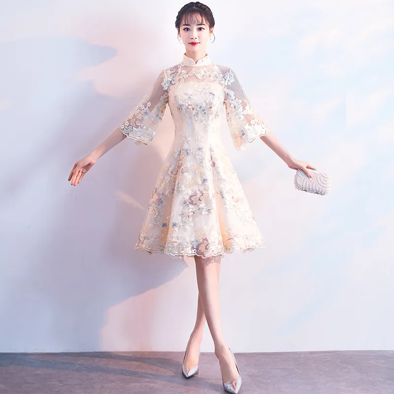 Вечерние платья Китай женщин цветок Qipao классический улучшилось Cheongsam платье