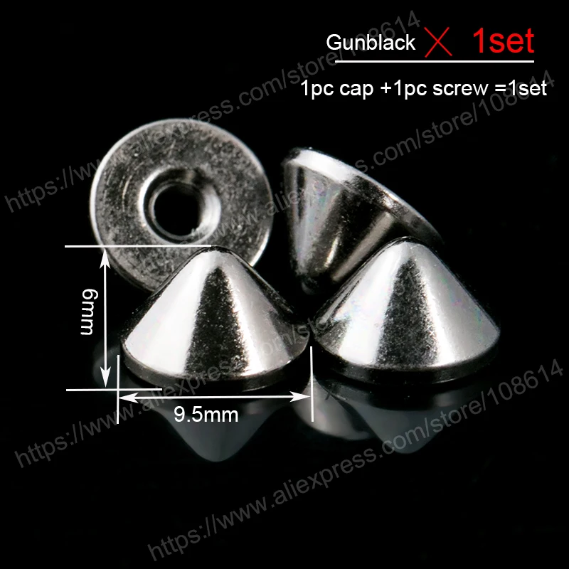 6mm Gunblack Конусообразные шипы шпильки для ног, обернутые в мешки с шпилькой для пояс с запахом, сумка, шляпа, обувь, кожаные чокер аксессуары своими руками - Цвет: 6mm Gunblack