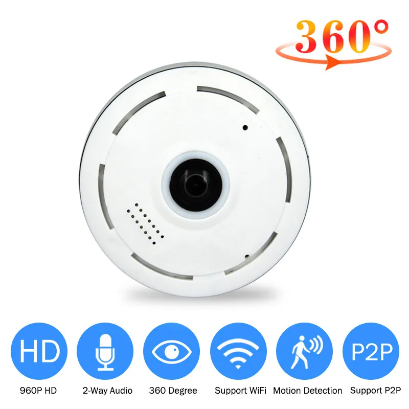 Панорамная IP камера 960P Full HD рыбий глаз с поворотом на 360 градусов P2P Двухсторонняя