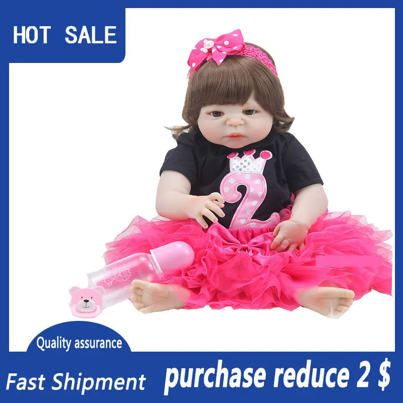 57 см всего тела мягкого силикона для девочек Reborn Baby Doll купать Игрушки