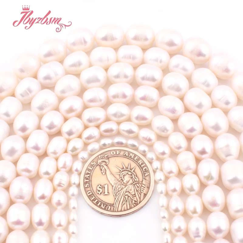 Бусины Из Натурального пресноводного жемчуга овальные белые бусины 5 6 8 9 10 мм для