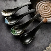 1pcs japanese style soup spoon ceramic rice spoon home kitchen tableware japanese style tableware spoon cucharas