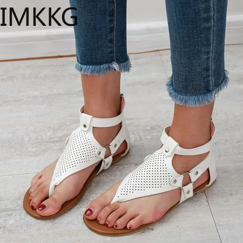 Женские босоножки Сандалии из искусственной кожи на плоской подошве Летняя