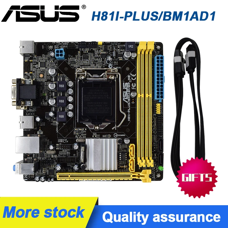 

ASUS H81I-PLUS/BM1AD1/DP_MB LGA 1150 Mini-ITX Intel H81 Motherboard DDR3 16GB PCI-E 2.0 SATA III USB3.0 For Core i3-4170 cpus