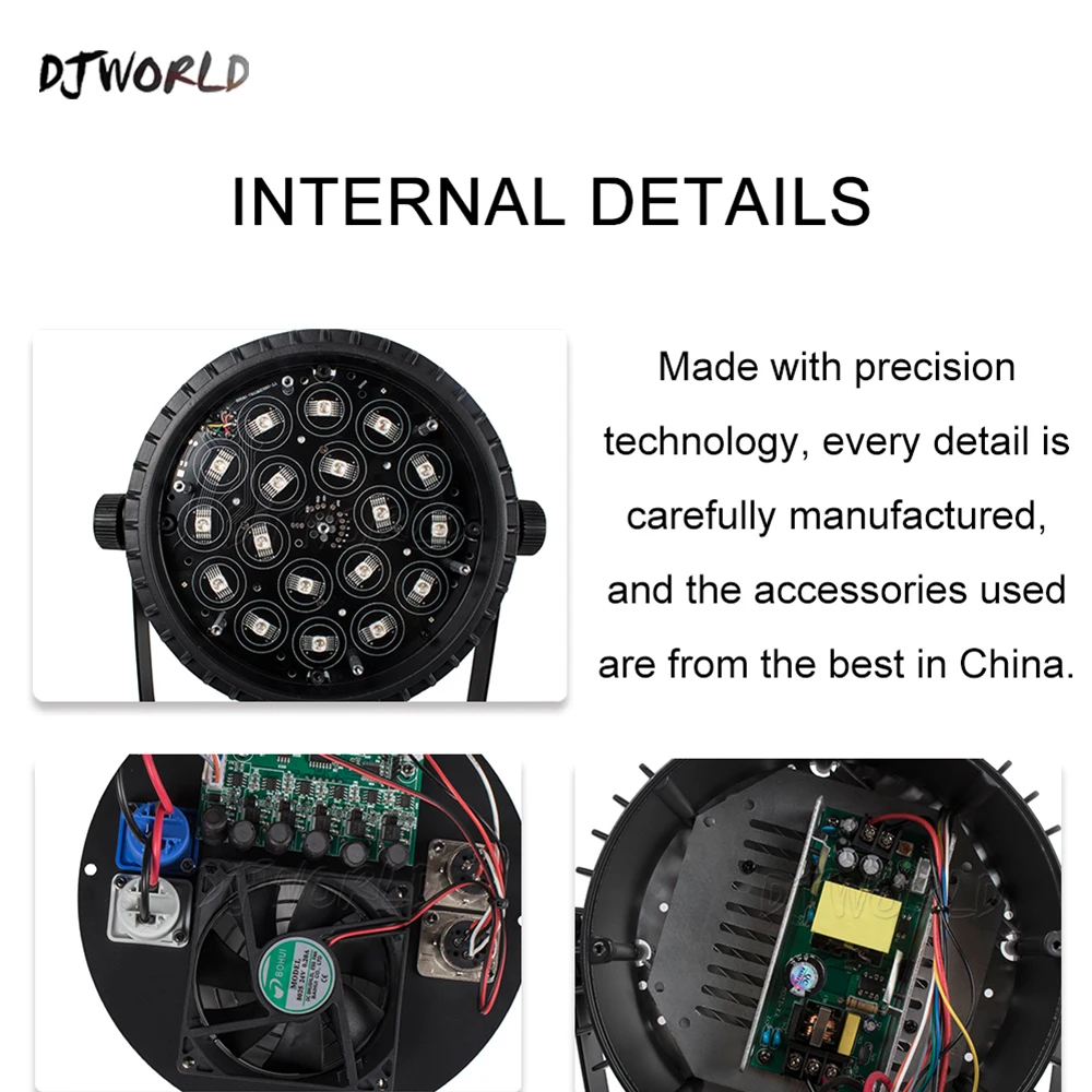 Светодиодный просветильник ектор DJworld алюминиевый 18x18 Вт RGBWA + УФ-лампа контроллер