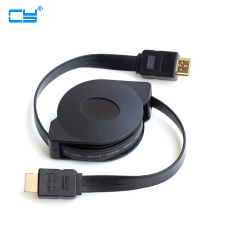 Телескопический HDMI кабель Выдвижной Мужской к мужской HD ТВ линия для ТВ коробка Проектор Монитор Портативный Путешествия HDMI Провод 1 м 1,8 м