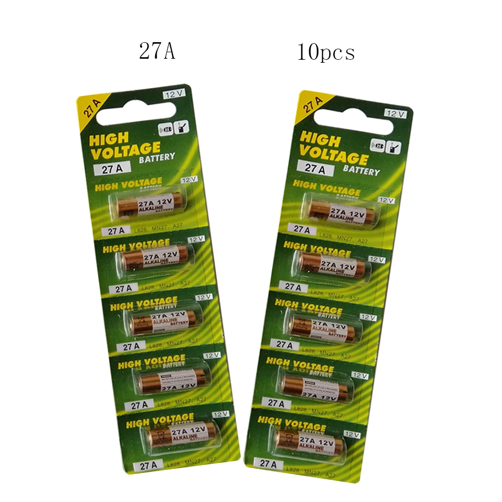 

10pcs /Card 27A 12V Primary Dry Alkaline Battery G27A GP27A A27 L828 V27GA EL812 EL-812 CA22 ALK27A A27BP For Doorbell