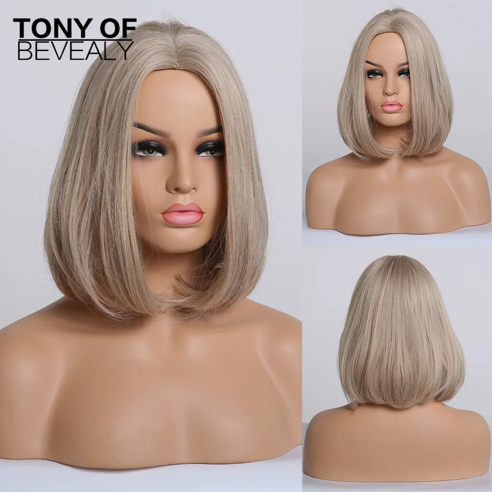 Светильник средней длины блонд боб парики термостойкие синтетические средняя