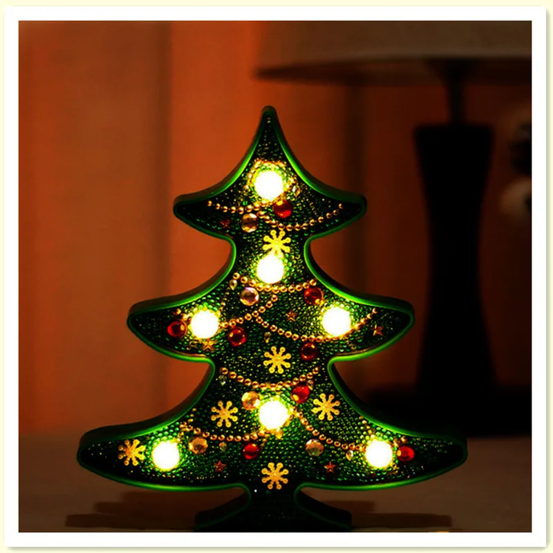 

Christmas Lights DIY Diamond Painting Christmas Tree SnowMan LED Night Light Rhinestones Lamp Home Decoration Christmas Gift
