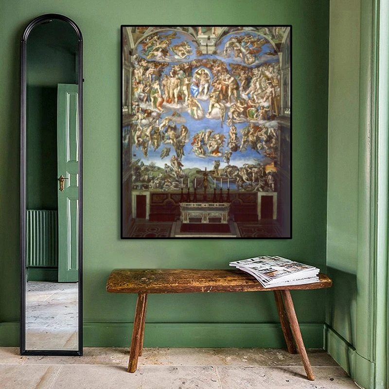 Картина последнее суждение Микеланджело холст плакаты и принты настенные