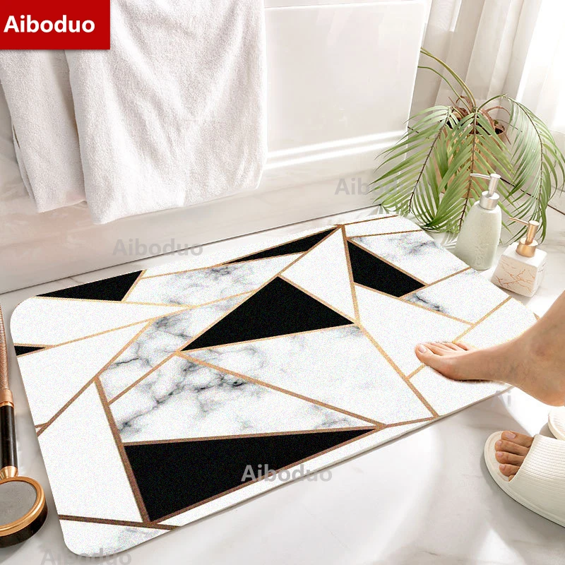 

Aiboduo Marble Family Floor Mat Geometric Pattern House Home Decoration Non-slip Living Room Bathroom BathMat Carpet for Bedroom