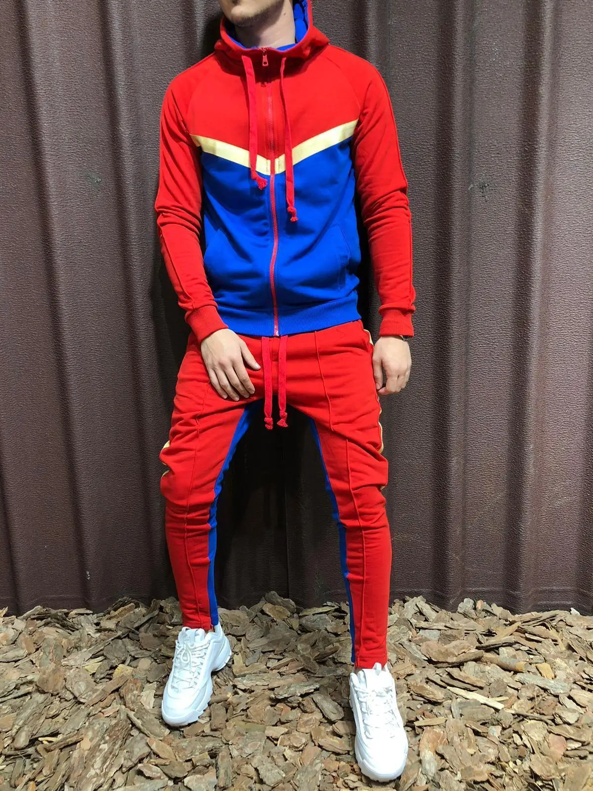 2 Pieces Tracksuit Set Sports Suit Men's Hooded Sweatshirt Men New Casual Slim Zipper Jacket + Pencil Pants Streetwear | Мужская