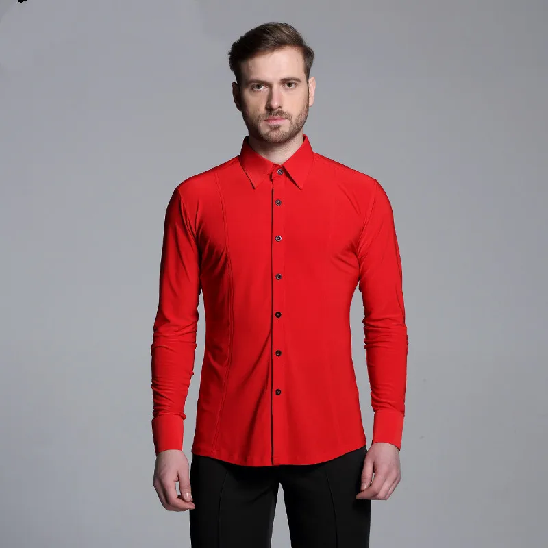 Мужская Современная Танцевальная рубашка для латинских танцев Танго бальный Топ