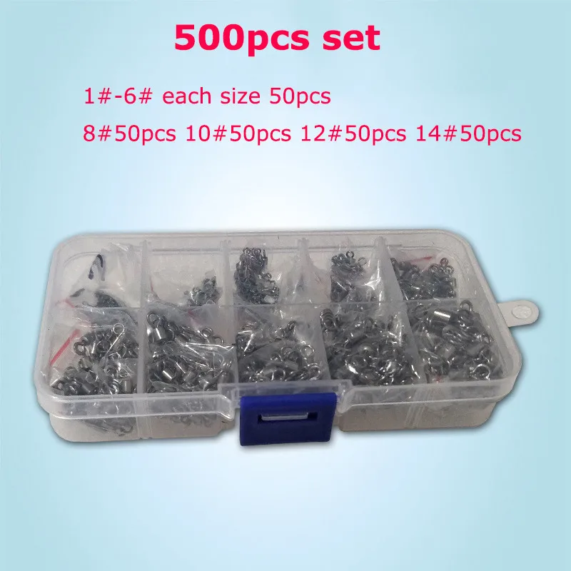 500pcs Set Pesca 500 шт. набор Разъемный соединитель для рыбалки баррель подшипник роликовый поворотный твердое кольцо LB приманки рыболовные аксессуары рыболовные инструменты - Цвет: 500pcs Set