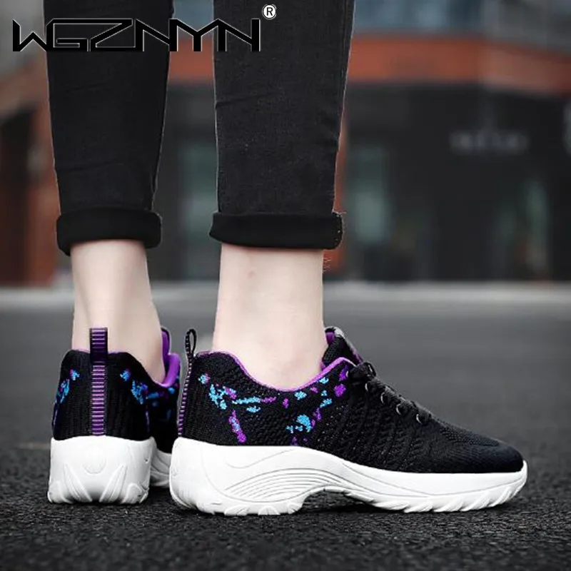 

Hot Sales Plus Size Women Casual Shoes Breathable Walking Mesh Wedges Shoes Fashion Lace Up Sneakers Gym Vulcanized Tenis Shoes