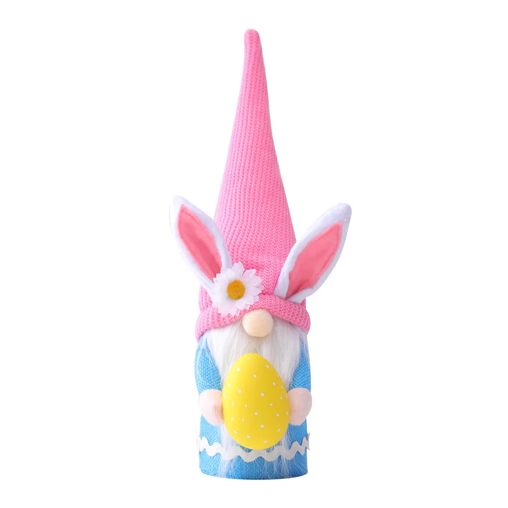 

2pcs Easter Faceless Doll for Kids Easter Bunny Gnome Ornament Home Party Decorations Standing Pole Children Plush Toys Gift