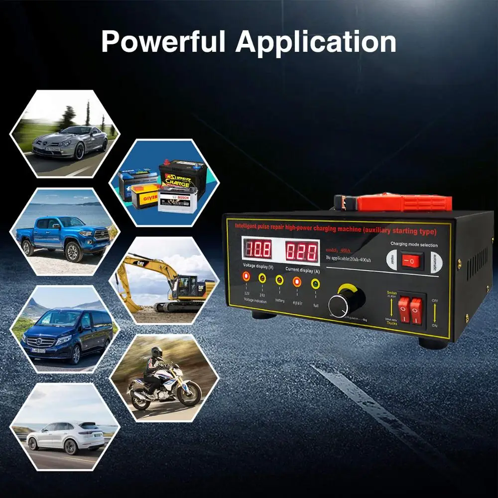 600W фары для автомобилей Батарея Зарядное устройство 12V 24V 400AH Мотоциклетные батареи Универсальный автоматический Зарядное устройство для свинцово-кислотных Батарея 12v литиевая Батарея