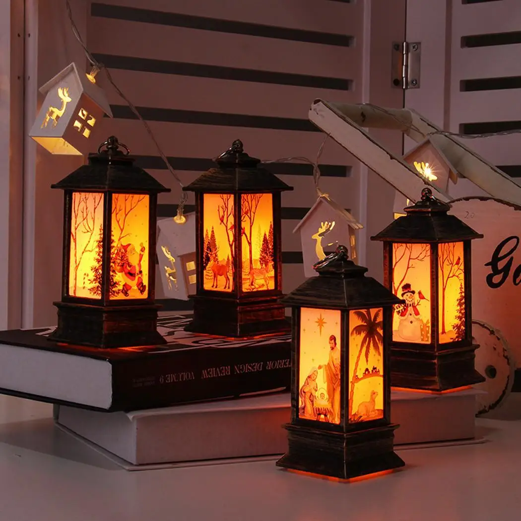 Домашний теплый желтый Рождественский светодиодный светильник с изображением