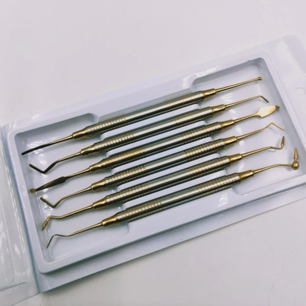 6 шт. зубная композитная Смола наполнение шпатель титановая покрытая головка