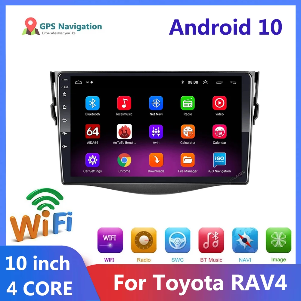 

Автомагнитола 2 DIN Android10, мультимедийный видеоплеер для Tayota Rav4 2006 2007 2008 2009 2010 2011 2012, GPS-навигация, аудио 2 DIN
