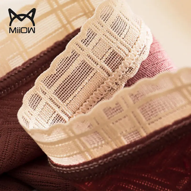 

MiiOW Women's Underwear Women's Pure Cotton Antibacterial Cotton Crotch Adult Lace Women's Middle Waist Breathable New Briefs