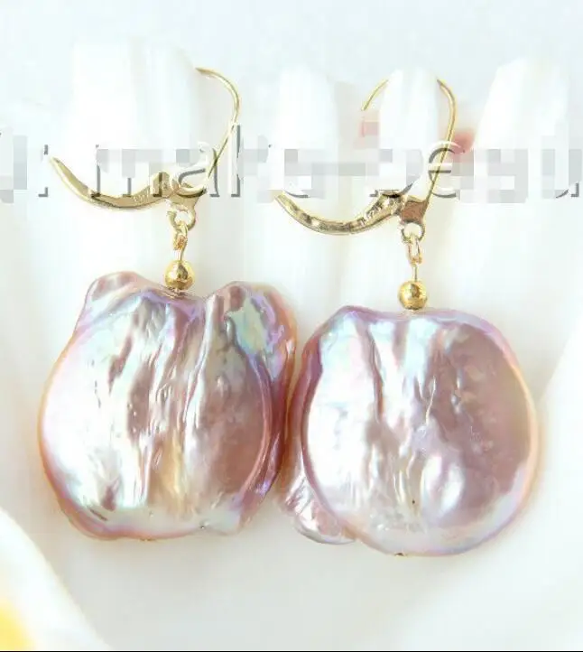 

big 23mm baroque white keshi reborn freshwater pearl dangle earrings