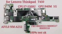 mainboard laptop t450 cpui7 5500u lenovo thinkpad nm a252 for t450laptop20bu gpugf940m fru 00hn513 00hn517 00hn518