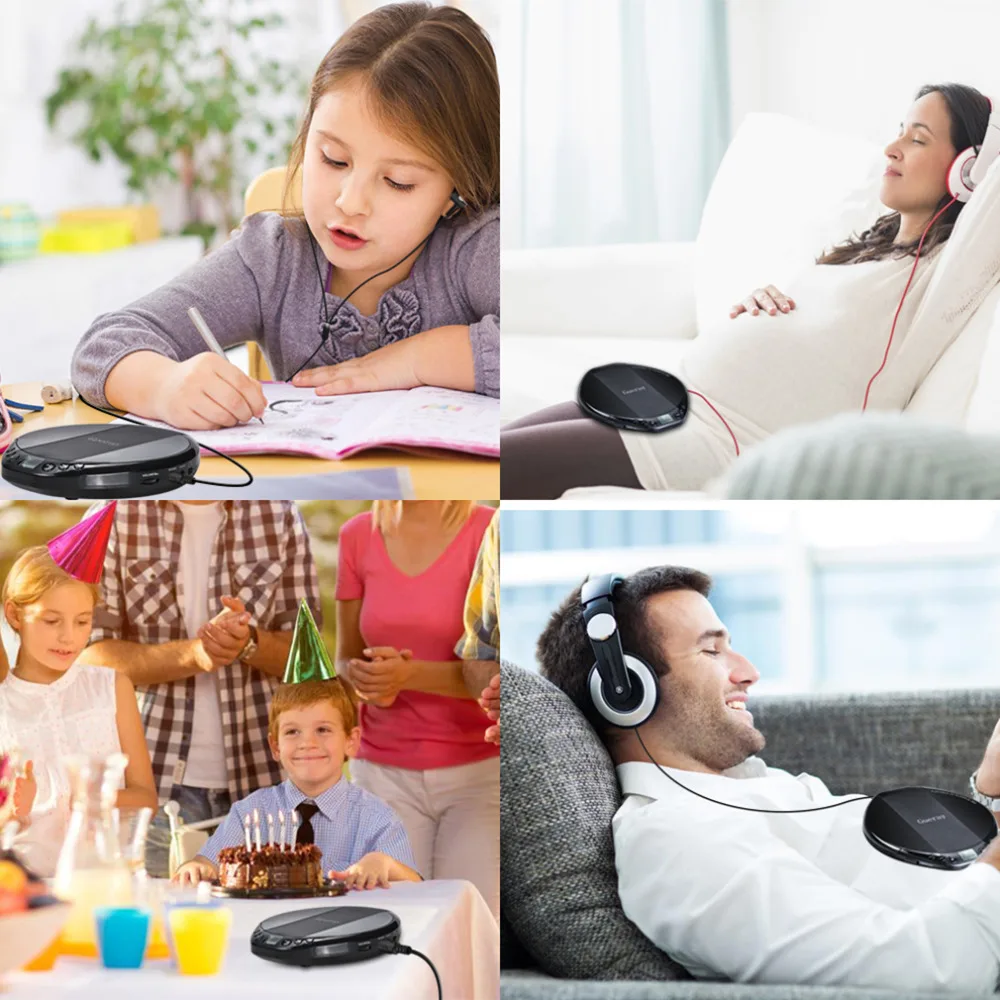 Qosea портативный CD-плеер Hifi с наушниками Walkman плеер противоударный Анти-пропуск персональный ЖК-дисплей роскошный музыкальный проигрыватель дисков