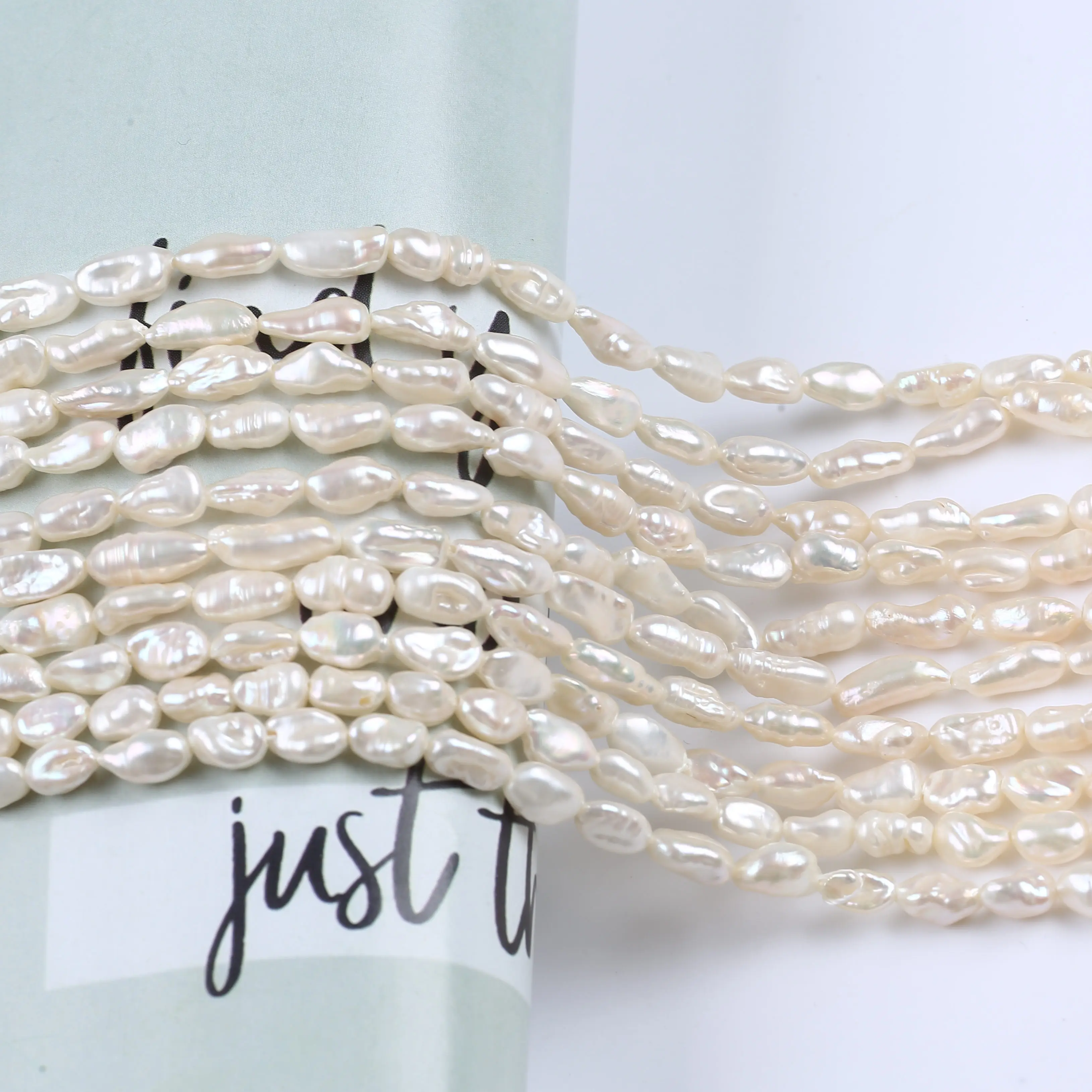 

Natural white reborn keshi 4-5mm loose pearl strands baroque pearl