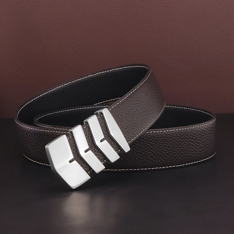 

2021 Hot New Luxury Brand Belt For Men Stainless Steel Buckle Cowhide Leather Designer 3.8CM Wide Male Waist Strap
