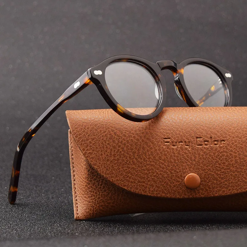 

Оправа унисекс для очков, маленькая круглая ацетатная оправа с прозрачными линзами, для коррекции близорукости, в стиле ретро