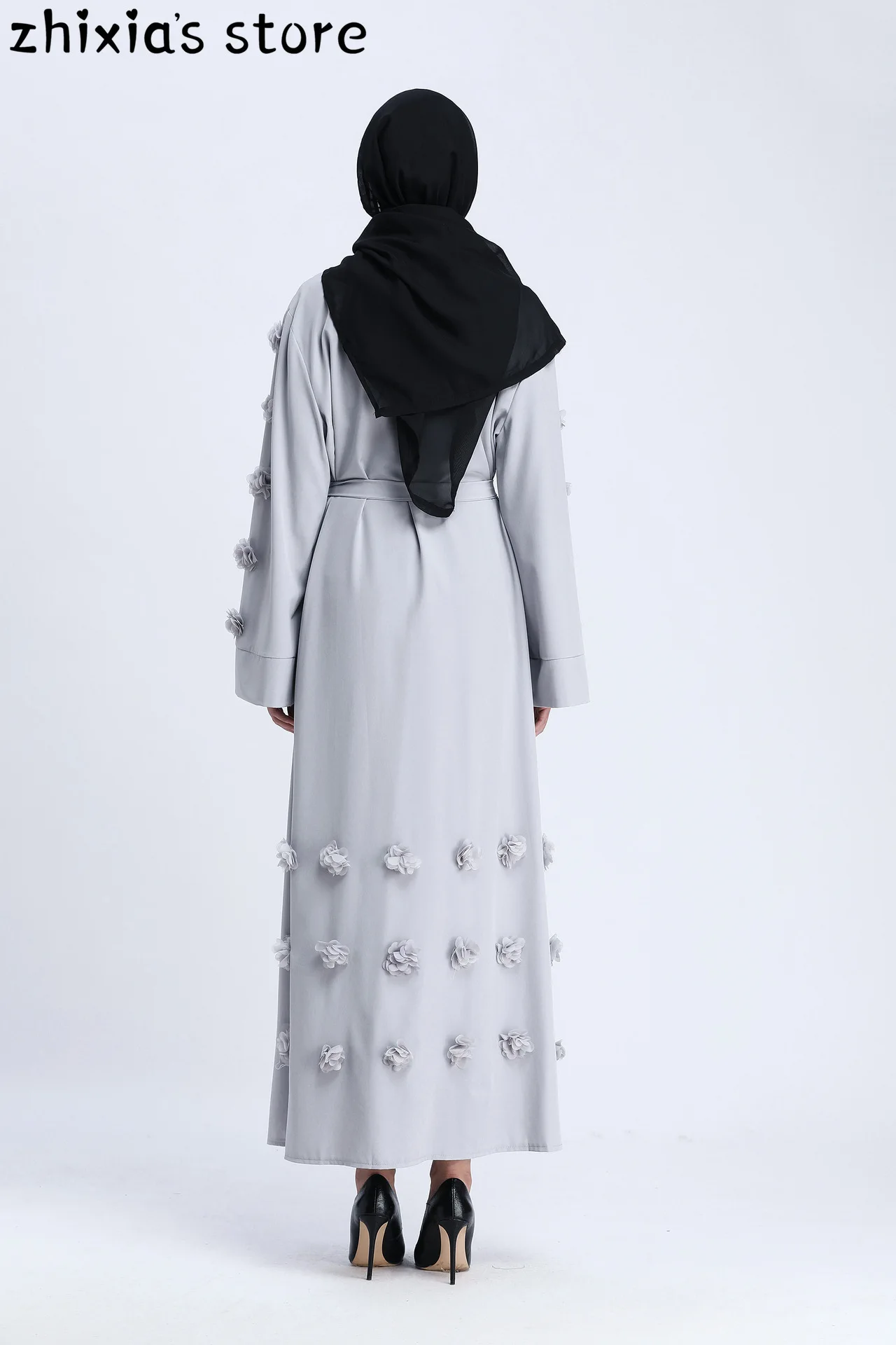

Muslim Fashion Handmade Flower Abaya Abaya Loose Cardigan Long Kimono Arabic Dubai African Women Pakistan Qatar Islamic Clothing