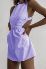 Женское пикантное платье с открытой спиной, однотонное мини-платье черногозеленогофиолетовогорозовогосинего цвета без рукавов с лямкой на шее и открытыми плечами