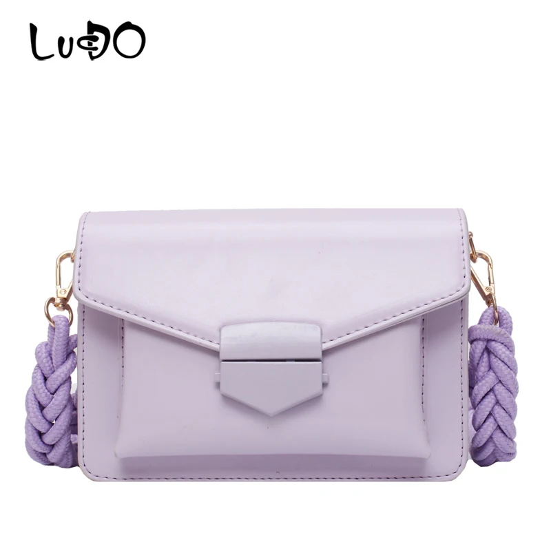 

LUCDO Weave Shoulder Strap Design Shoulder Messenger Bag High quality PU Leather Crossbody Bags For Women 2020 Luxury Handbag