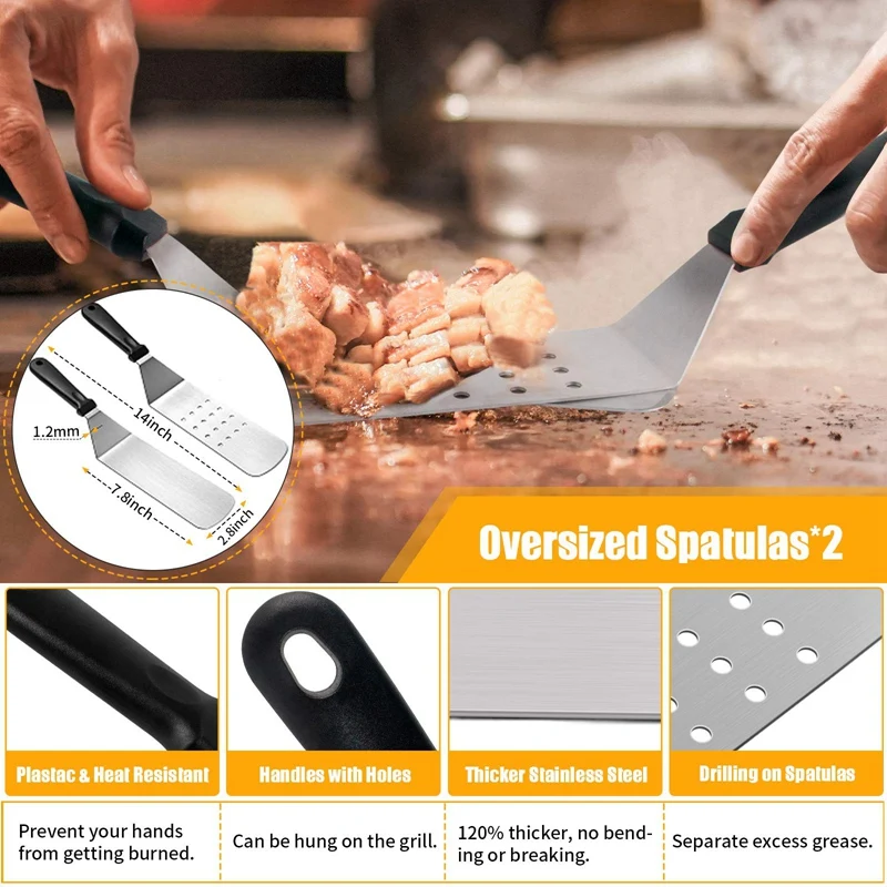 

18Pcs Outdoor Griddle Accessories Kit for Blackstone Grill Griddle Spatula Scraper Combination Home Cooking Accessories