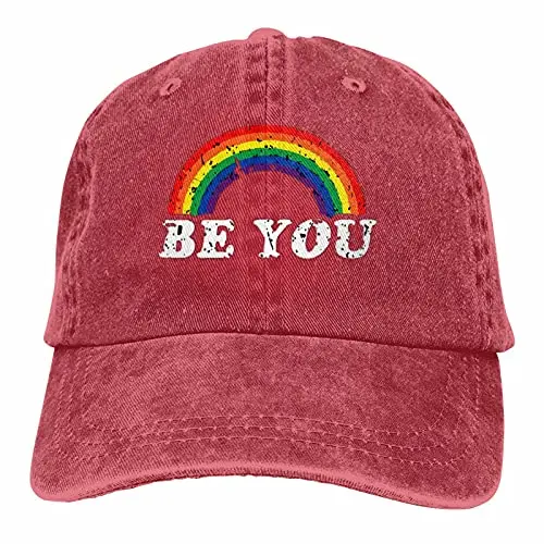 

Rainbow Hat Gay Hat LGBT Vintage Cowboy Hat - Classic Washed 100% Cotton Adjustable Cowboy Cap for Men and Women