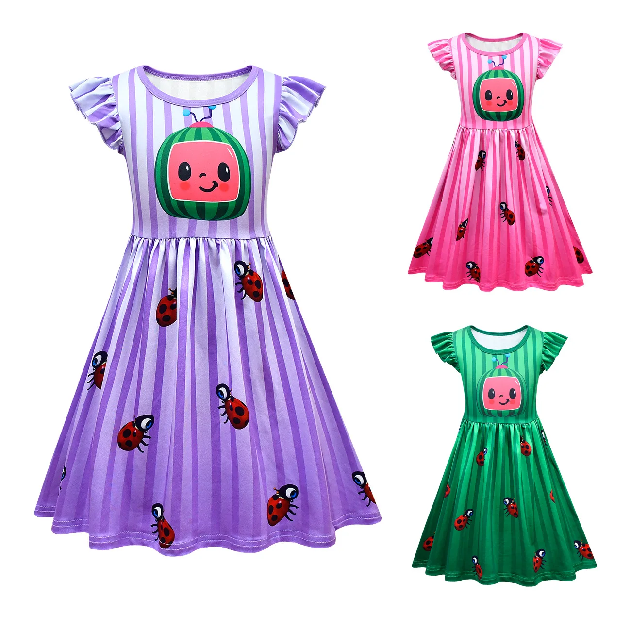 2021 Summer Princess Little Girl Cocomelon Dresses for Girls Halloween Birthday Party Kids Watermelon Vestidos Dress Clothing