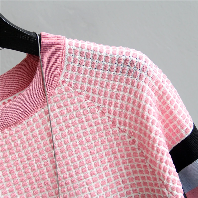 

shintimes Plaid T Shirt Women Striped Tshirt Knitted Cotton 2020 Korean T-Shirt Woman Clothes Tee Shirt Femme Camisetas Mujer