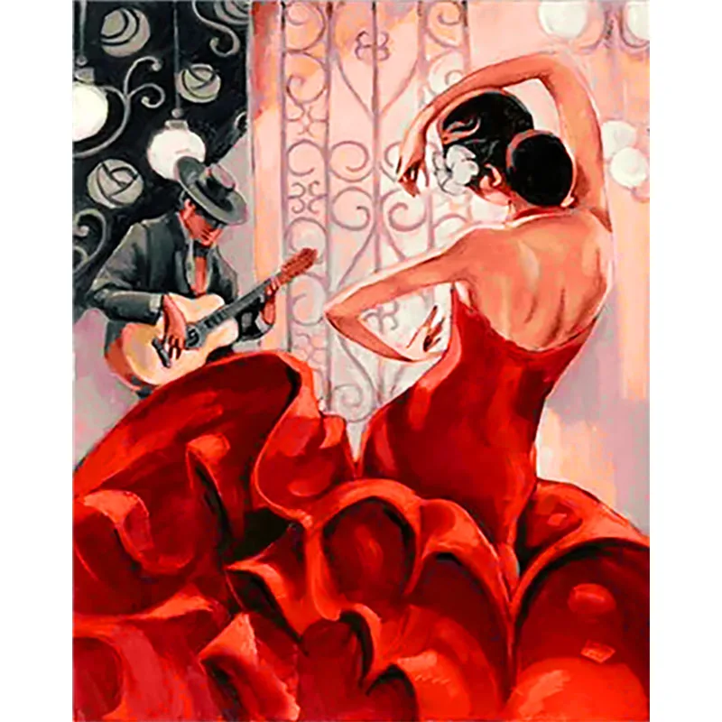 painting by number14 Влюбленные краски по номерам зонтик дождливый день Arcylic краски ing по номерам на холсте в рамке настенные картины искусство для гостиной - Цвет: painting by number14
