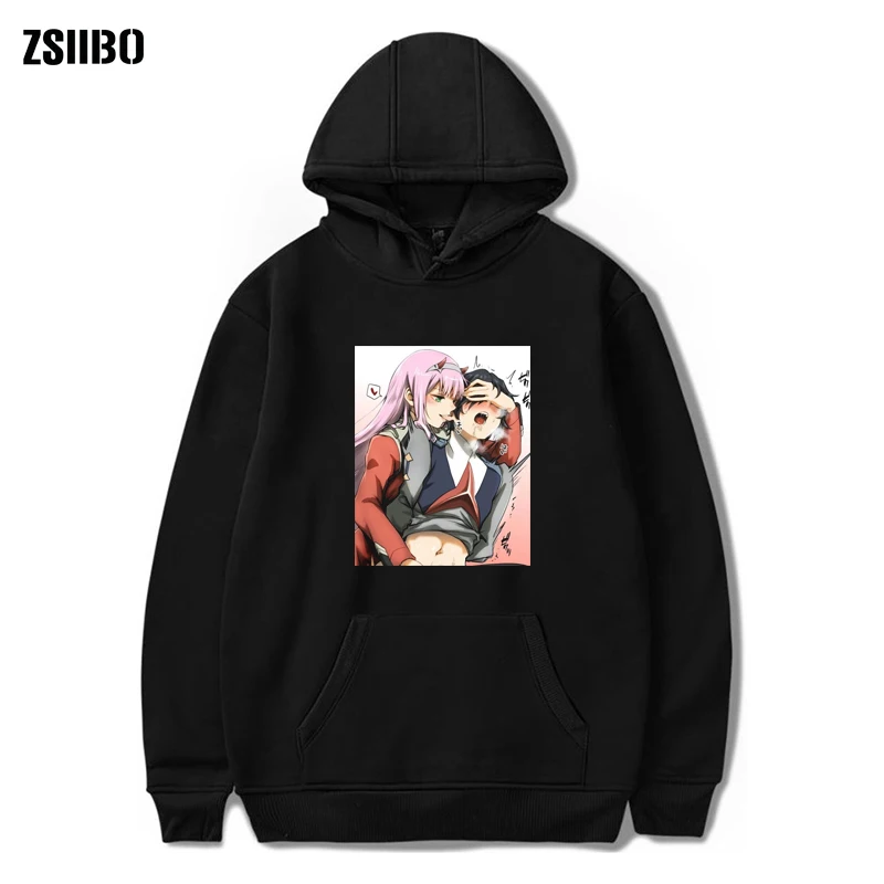 Мужская Флисовая Толстовка с принтом Zero two Повседневная круглым вырезом