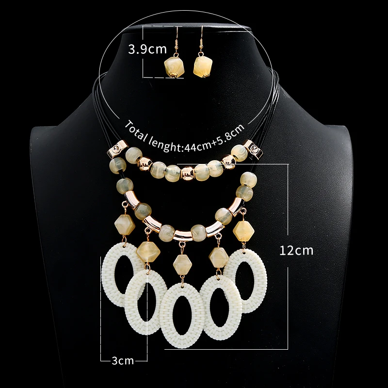 Fashion Large Choker Necklaces Earrings Set For Women Exagrated Wedding Jewelry Set Rope Chain Stateme Necklaces Amazing Price