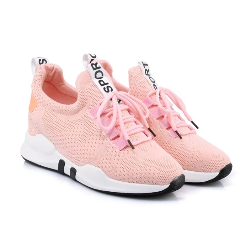 Кроссовки женские сетчатые на танкетке легкие дышащие Скрытые каблуки