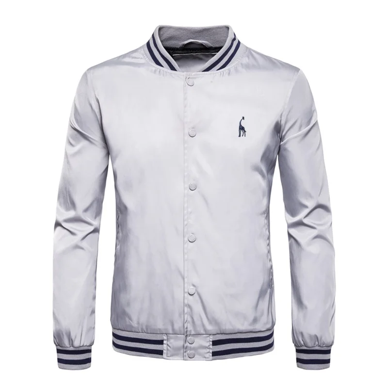 Новинка 2019 мужская куртка повседневная однотонная с длинным рукавом круглым