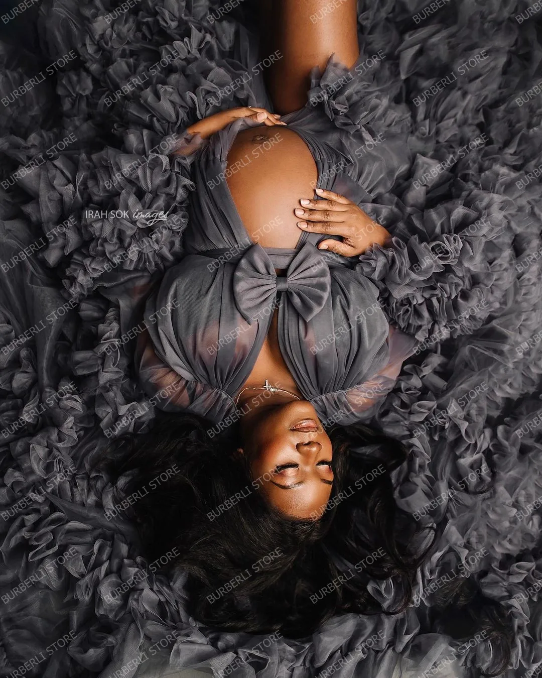 Уникальные темно-серые многоярусные тюлевые платья для беременных для фотосъемки прозрачные расклешенные рукава платье для беременных женщин длинные халаты для будущей мамы | AliExpress